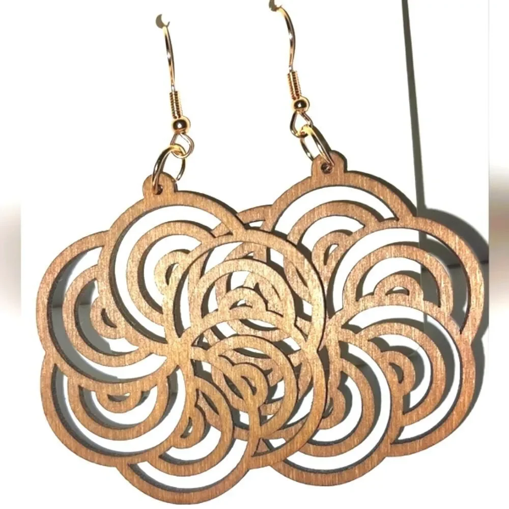 Gorgeous hollow wooden earrings